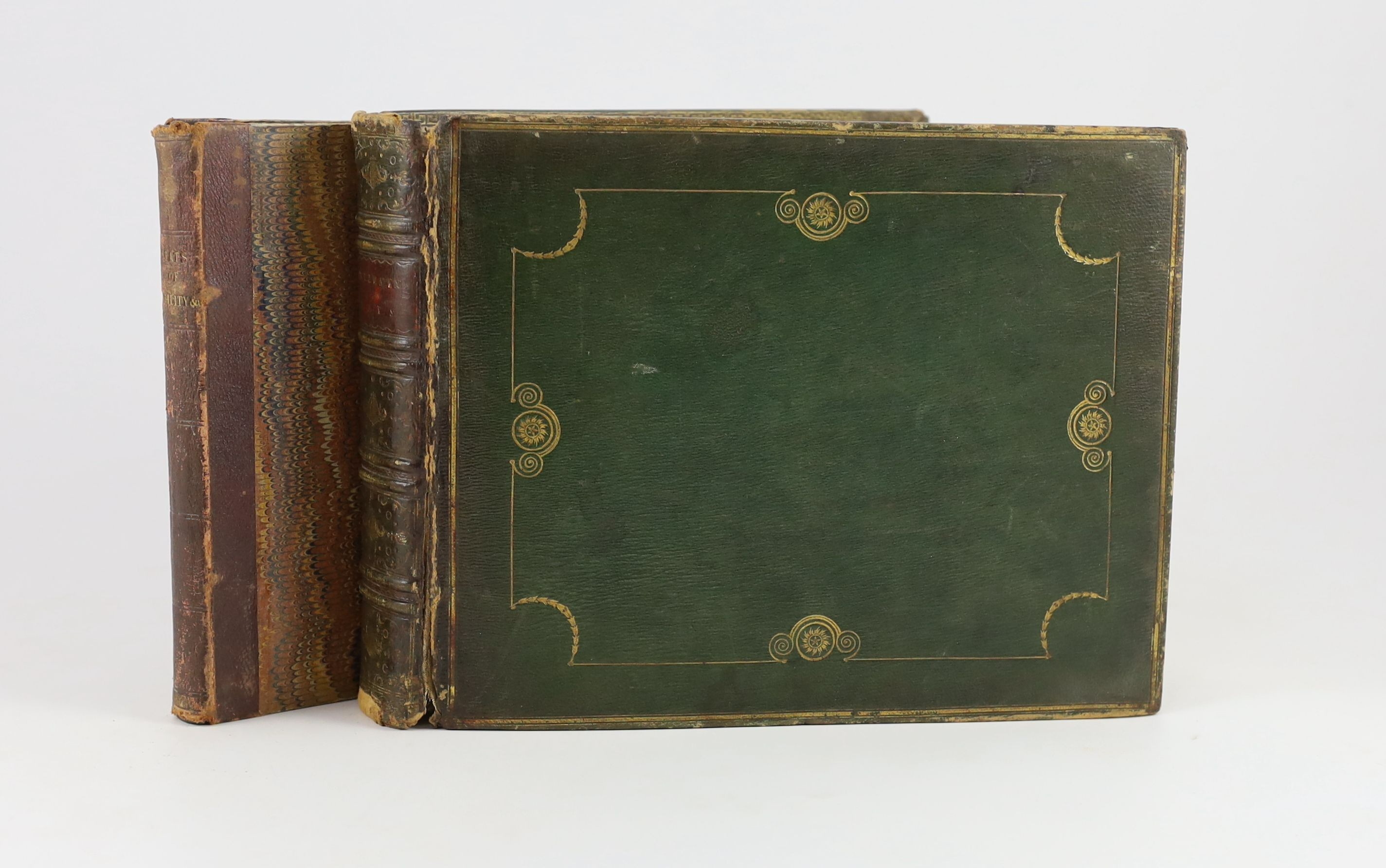 Picturesque - Picturesque Views of the Principal Seats of the Nobility and Gentry in England and Wales, oblong 4to, contemporary green morocco gilt, with engraved title and 100 plates, Harrison & Co., London, [1786-87],